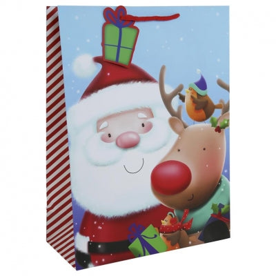 Christmas Cute Santa Reindeer Xl Gift Bag(330mmx455mmx100mm)