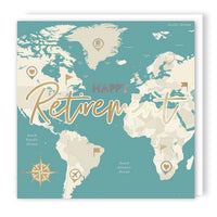 Happy Retirement - World Map - Greeting Card