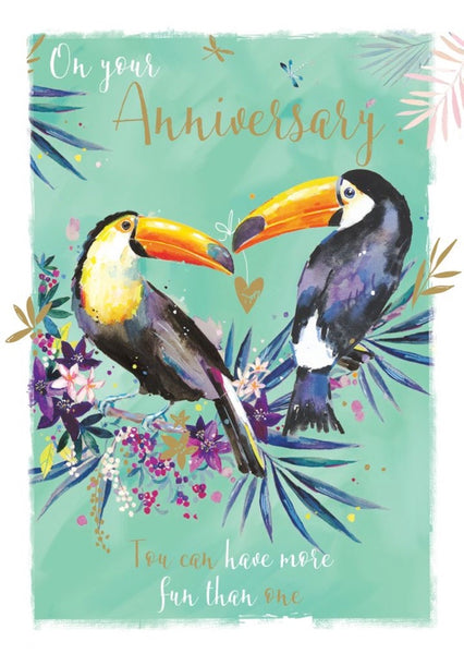 ANNIVERSARY / TOUCANS GREETING CARD