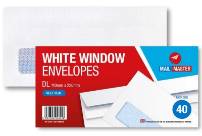 Mail Master DL White Window Self Seal 40 Pack Envelope