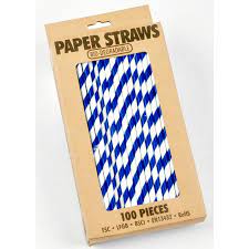 100 PACK OF PAPER STRAWS Red, Blue & White