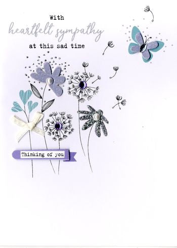 Greeting Card - Sympathy - Flowers & Butterflies