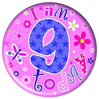 Birthday Badge - Age 9 - Girl - Assorted Designs
