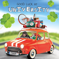 Good Luck at University- Monkey in Mini Flit Greeting Card