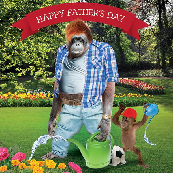 Father's Day Card - Orangutang & Son in Garden