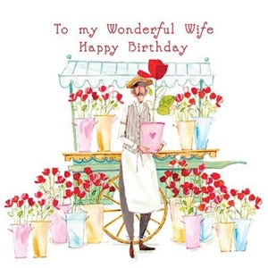 WIFE / FLOWER STALL Birthday/Greeting Card