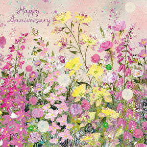 Pink and Yellow Burst- Anniversary Greeting Card