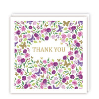 5 Mini Notelets - Thank You - flowers/Butterflies