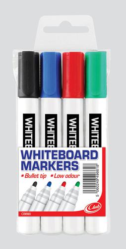 WHITEBOARD MARKERS 4 PACK ASSORTED
