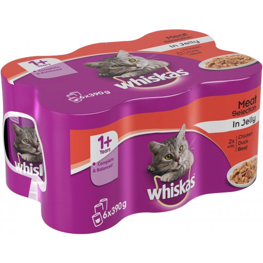 Whiskas Can Jelly Mixed Selection Chicken/Duck/Beef 6 x 390g