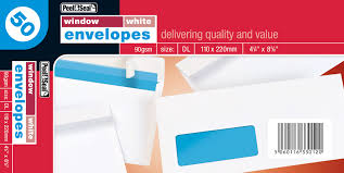50 White Window Envelopes 110 x 220mm DL