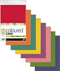 A4 Coloured Card 8 Sheets