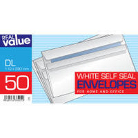 Real Value 50 White Envelopes Size 110cm x 220 cm DL
