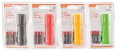 BLACKSPUR 9 LED SOFT TOUCH TORCH WITH BATTERIES
