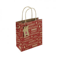 Christmas Red Kraft Text Medium Bag ( Merry Christmas )