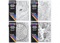 Colour Therapy Colour Your Own Canvas 30cm X 30cm 4 Assorted