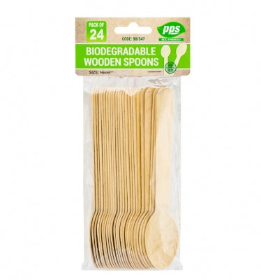 Cutlery Spoon Wooden Bio Degradable 24pc