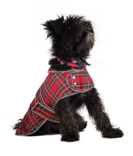 Muddy Paws Highland Tartan Coat Red Xlarge