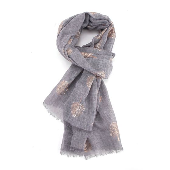 Tie Dye Foil Trees Scarf SILVER