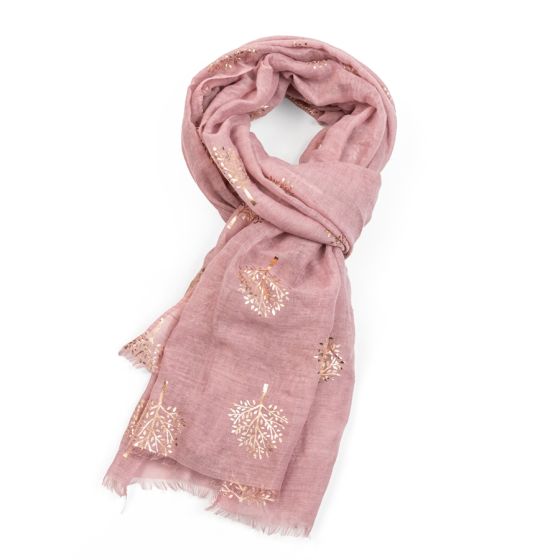 Tie Dye Foil Trees Scarf DUSKY PINK