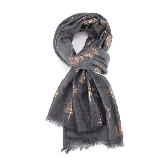 Tie Dye Foil Trees Scarf GREY