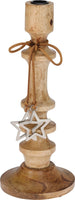 Candle Holder With Star - Natural 30cm