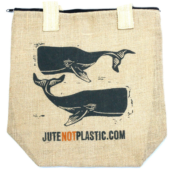 Eco Jute Bag - Two Whales - (4 assorted designs)
