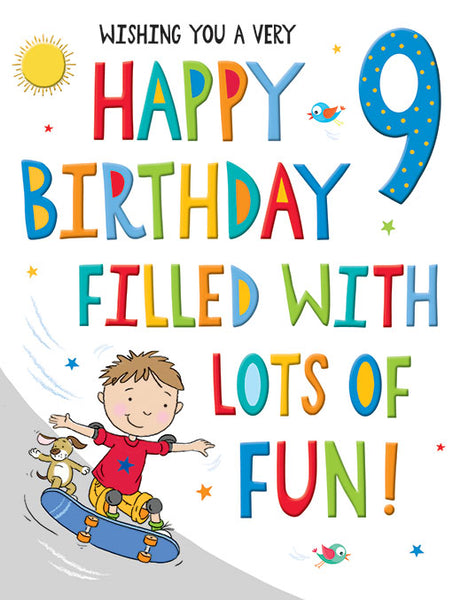 9th birthday - Blue Rainbow Greeting Card