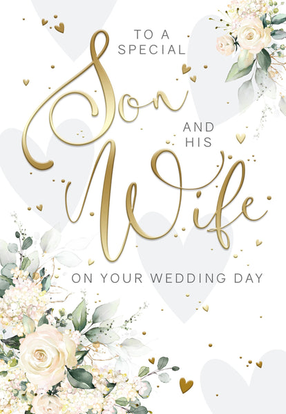 Son and Wife Wedding Day Greeting Card