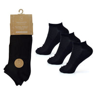 MENS 3 PACK BAMBOO BLACK TRAINER SOCKS