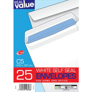 C5 White Self Seal Envelopes x25