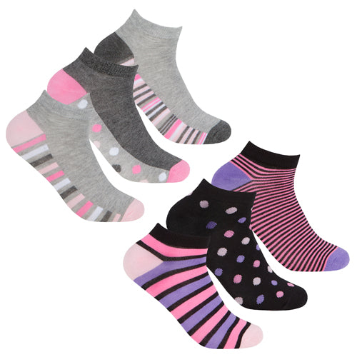 Assorted Ladies 3 Pack Spotty Bamboo Trainer Socks
