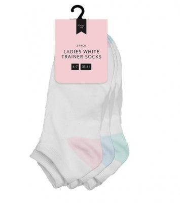 Ladies White Trainer Socks 3 Pairs