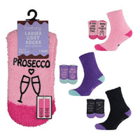 Ladies Slogan Cosy Socks with Gripper