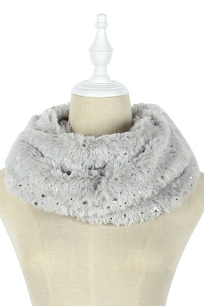 Starry Night Foiled Soft Twist Snood - Light Grey