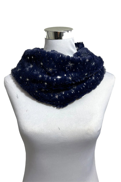 Starry Night Foiled Soft Twist Snood - Navy