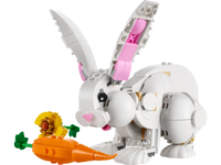 LEGO 31133 Creator 3in1 White Rabbit Animal Toy Building Set, Bunny to Seal and Parrot Figures, Bricks Construction, Easter Decoration Gift, Toys for Kids Aged 8 Plus Years Old