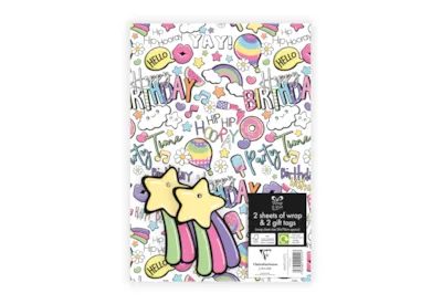 2x Happy Birthday Gift Sheet and 2x Gifts Tags Included