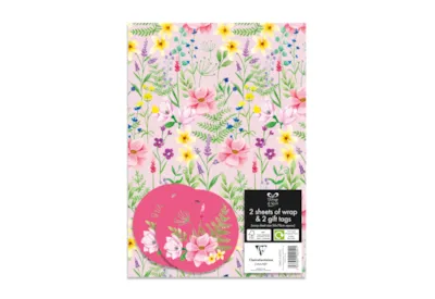 2x Floral Gift Sheets and 2x Gift Tags