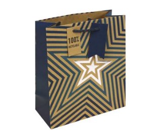 Kraft Blue Star Medium Gift Bag