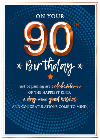 90th Male - 90 Birthday Card