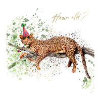 Cheetah On Branch With Party Blower Greeting Card