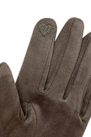 Suede Effect Touchscreen Gloves With Contrast Bow - Grey