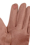Suede Effect Touchscreen Gloves With Contrast Bow - Pink