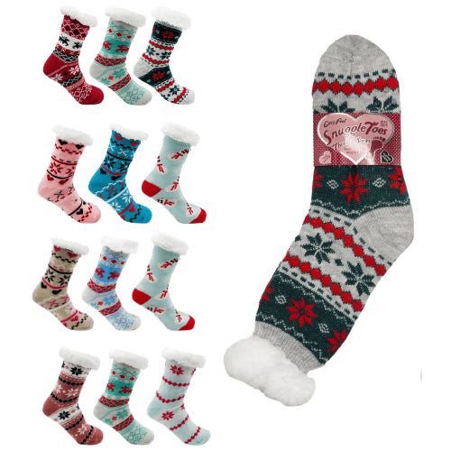 COSY FEEL SHERPA LINED SLIPPER SOCKS WITH GRIPPER