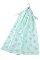 Silver Tree Print Scarf - Mint Green