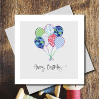 MARINA B DESIGNS PRETTY LILLY SQUARE CARDS 6's - BALLOONS "HAPPY BIRTHDAY"