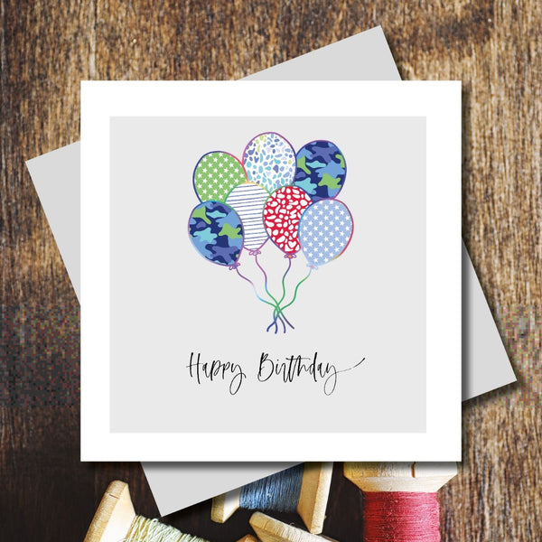 MARINA B DESIGNS PRETTY LILLY SQUARE CARDS 6's - BALLOONS "HAPPY BIRTHDAY"