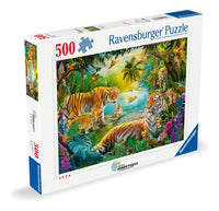 Tiger family in Oasis, 500pc Jigsaw Puzzle