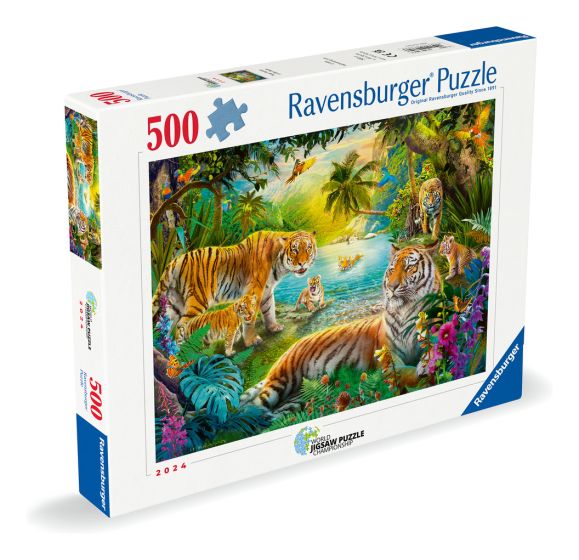 Tiger family in Oasis, 500pc Jigsaw Puzzle